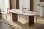 Nordure Sabella Mesa de Comedor Travertino y Nogal de Venecia